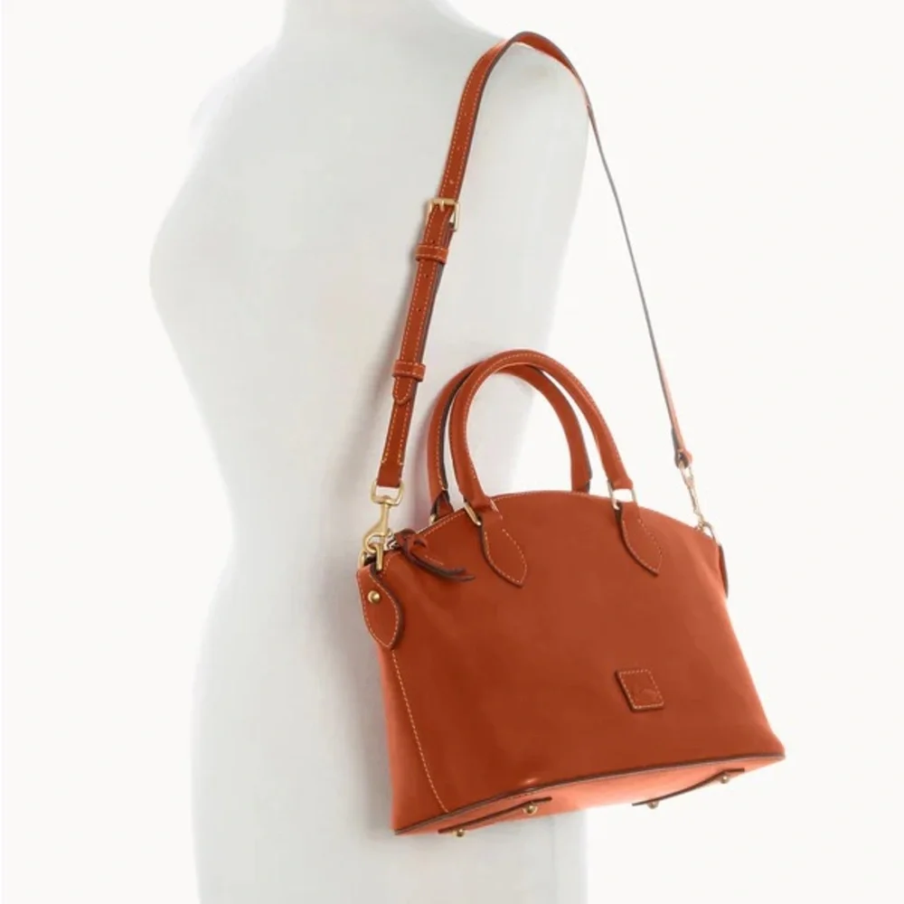 NWT Dooney & Bourke Florentine Geena Satchel Natural Brown Leather Satchel - Picture 4 of 6